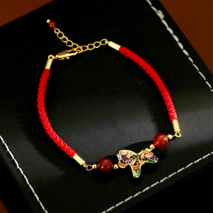 Pulsera de equilibrio de ágata roja y cobre del Año del Caballo con Buddha Stones - image 3