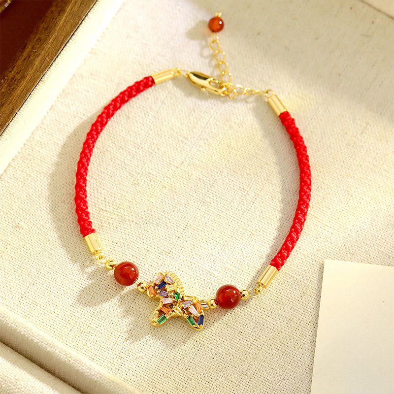 Pulsera de equilibrio de ágata roja y cobre del Año del Caballo con Buddha Stones - image 1