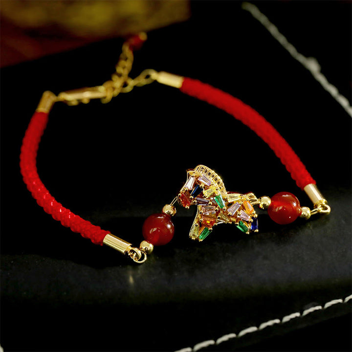 Pulsera de equilibrio de ágata roja y cobre del Año del Caballo con Buddha Stones - image 9