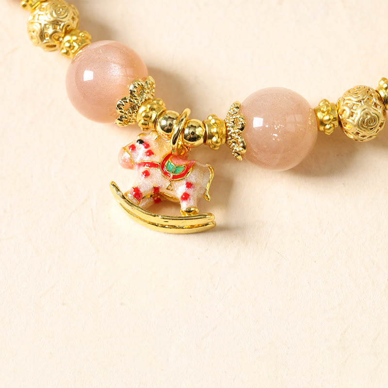 Pulsera de éxito con Buddha Stones, ágata roja del sur, turmalina y piedra solar del Año del Caballo - image 13