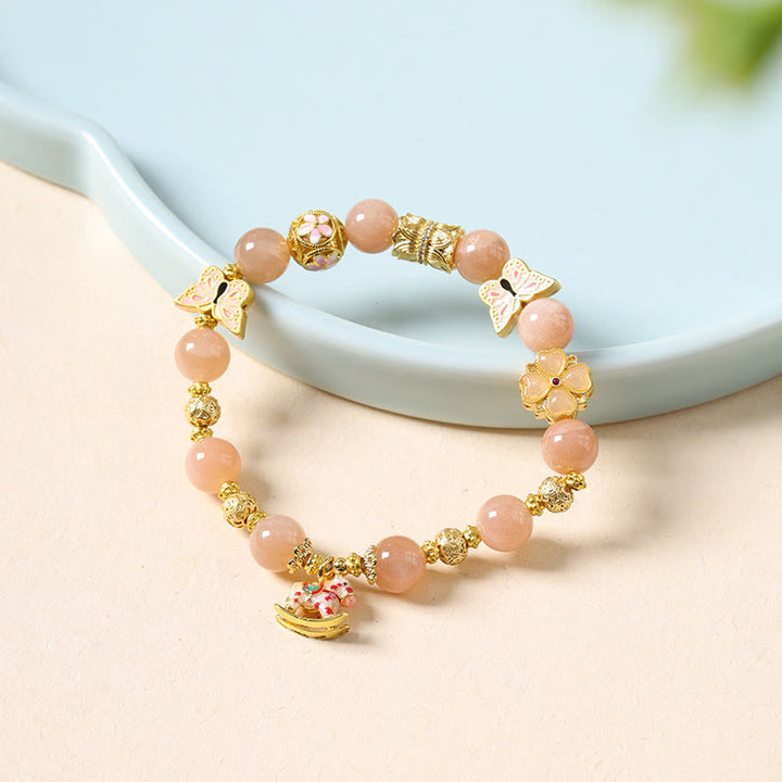 Pulsera de éxito con Buddha Stones, ágata roja del sur, turmalina y piedra solar del Año del Caballo - image 9