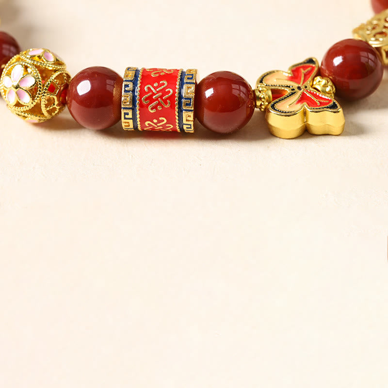 Pulsera de éxito con Buddha Stones, ágata roja del sur, turmalina y piedra solar del Año del Caballo - image 4