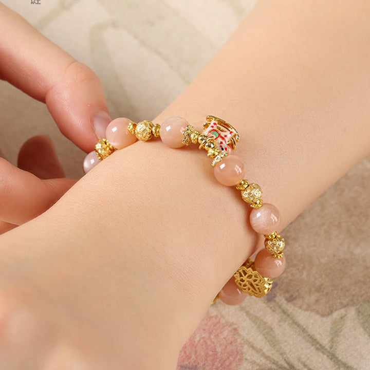 Pulsera de éxito con Buddha Stones, ágata roja del sur, turmalina y piedra solar del Año del Caballo - image 11