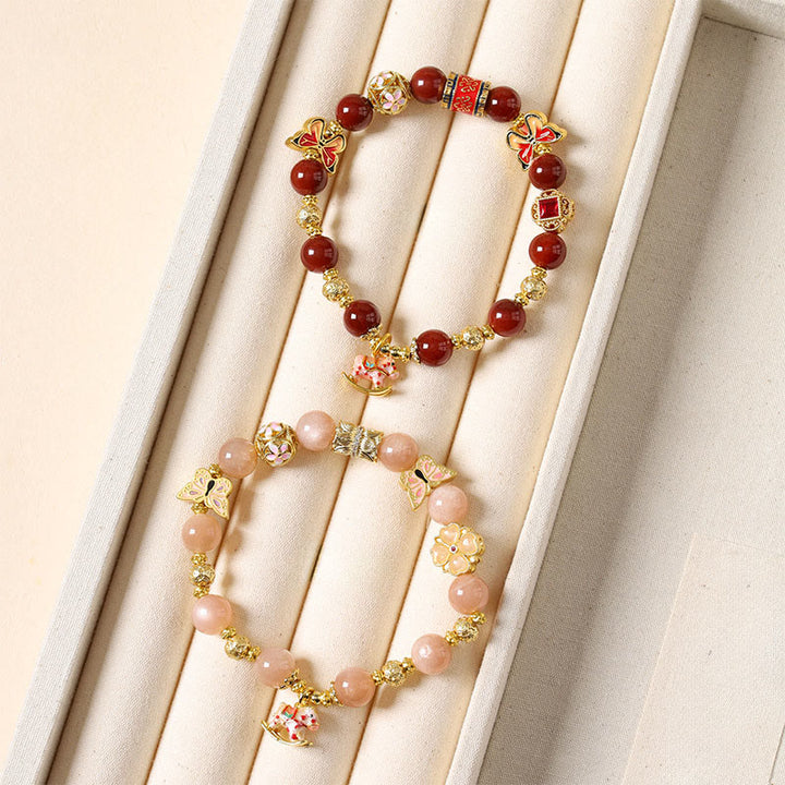 Pulsera de éxito con Buddha Stones, ágata roja del sur, turmalina y piedra solar del Año del Caballo - image 16