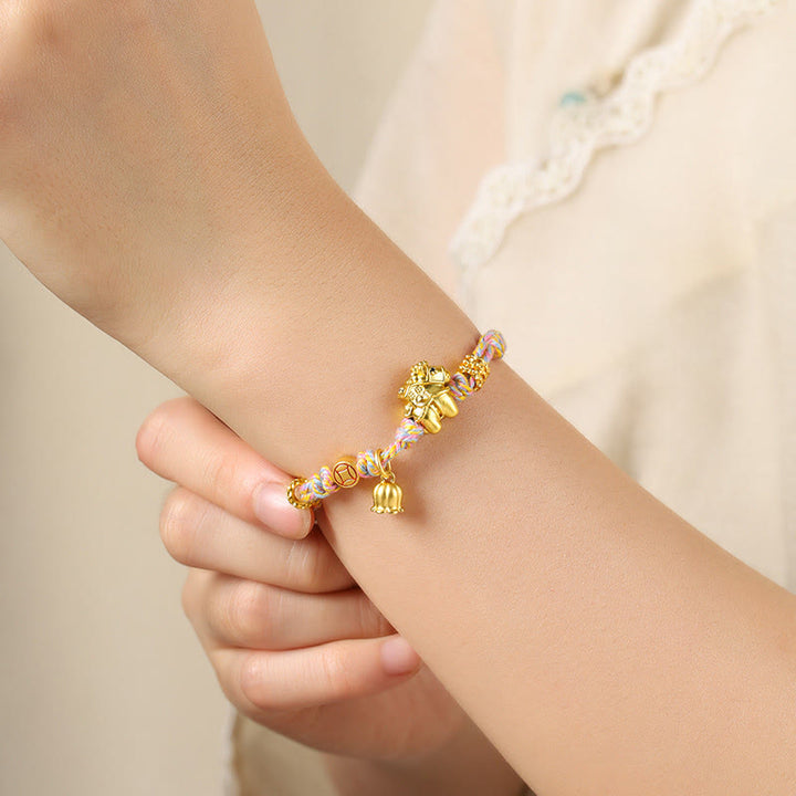 Pulsera tibetana de cuerda trenzada de cobre con Buddha Stones y el Año del Caballo - image 4