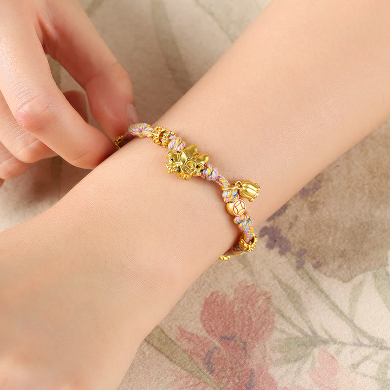 Pulsera tibetana de cuerda trenzada de cobre con Buddha Stones y el Año del Caballo - image 12