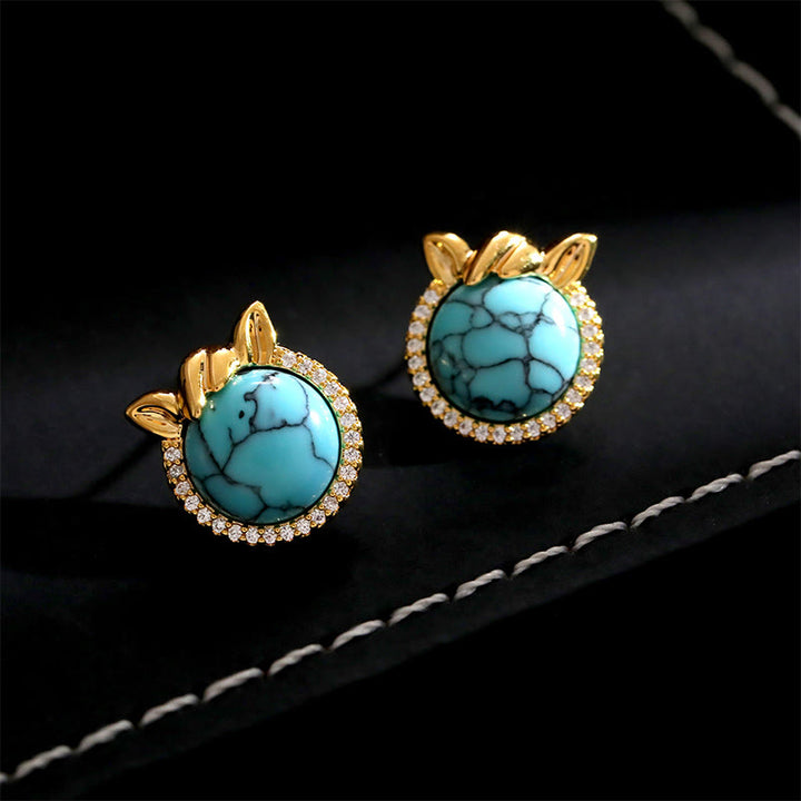 Pendientes de cobre y turquesa con forma de oreja de caballo y Buddha Stones - image 2