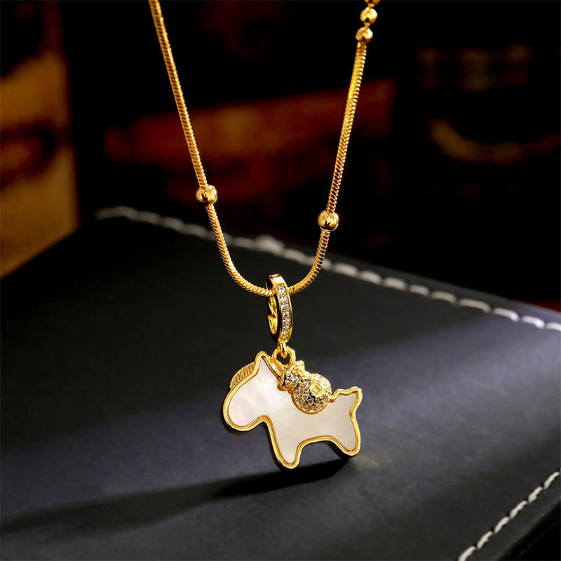 Colgante de cobre con Buddha Stones y el Año del Caballo para la suerte - Caballo de cobre - image 0