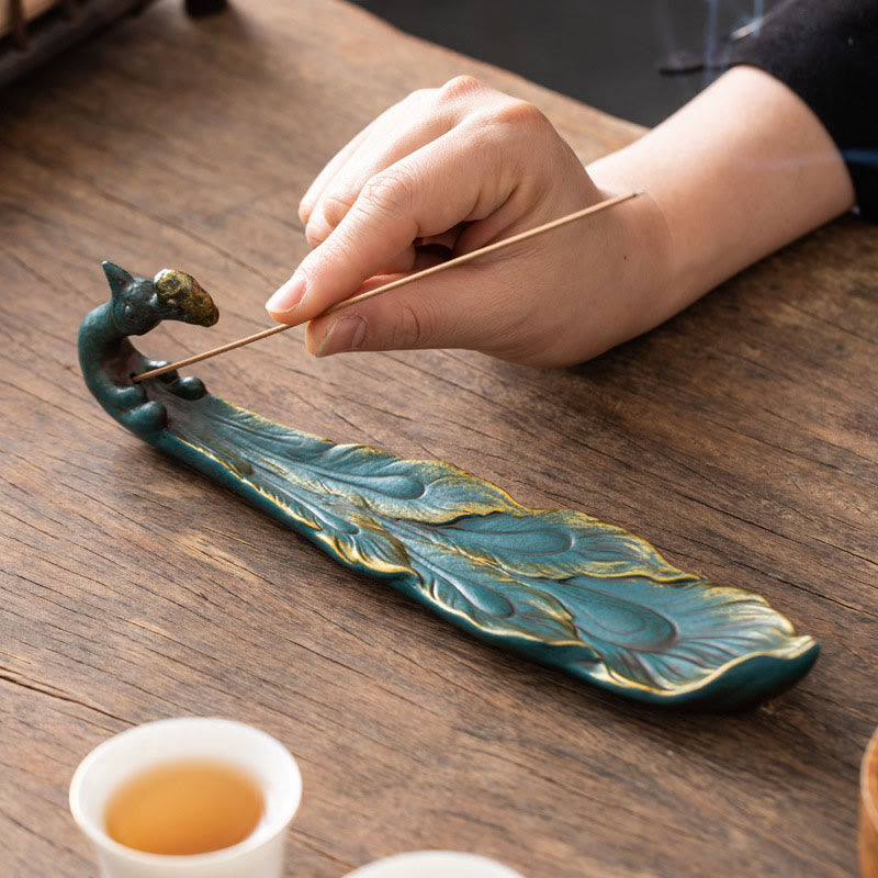 Quemador de incienso con forma de pavo real y Buddha Stones para la fortuna, decoración del hogar - image 2