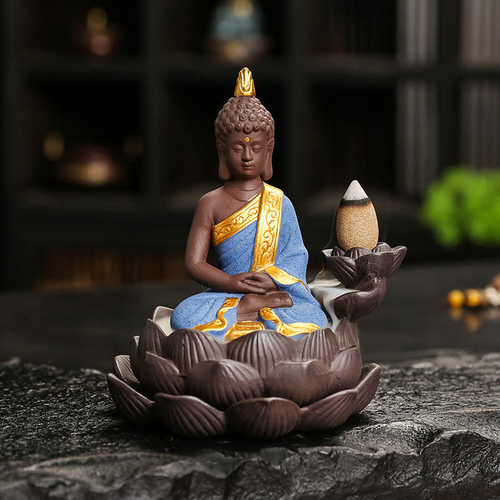 Quemador de incienso Buddha Stones Buddha Serenity para decoración del hogar - Meditación de Buda Azul (9,1 x 7,8 x 10,7 cm) - image 10
