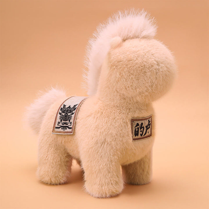 Manta de sillín bordada con Buddha Stones, año del caballo, muñeco de peluche para decoración del hogar - Beige - 55*52*55 cm - image 5