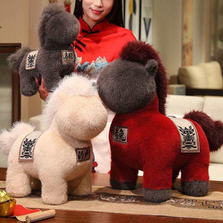 Manta de sillín bordada con Buddha Stones, año del caballo, muñeco de peluche para decoración del hogar - image 12