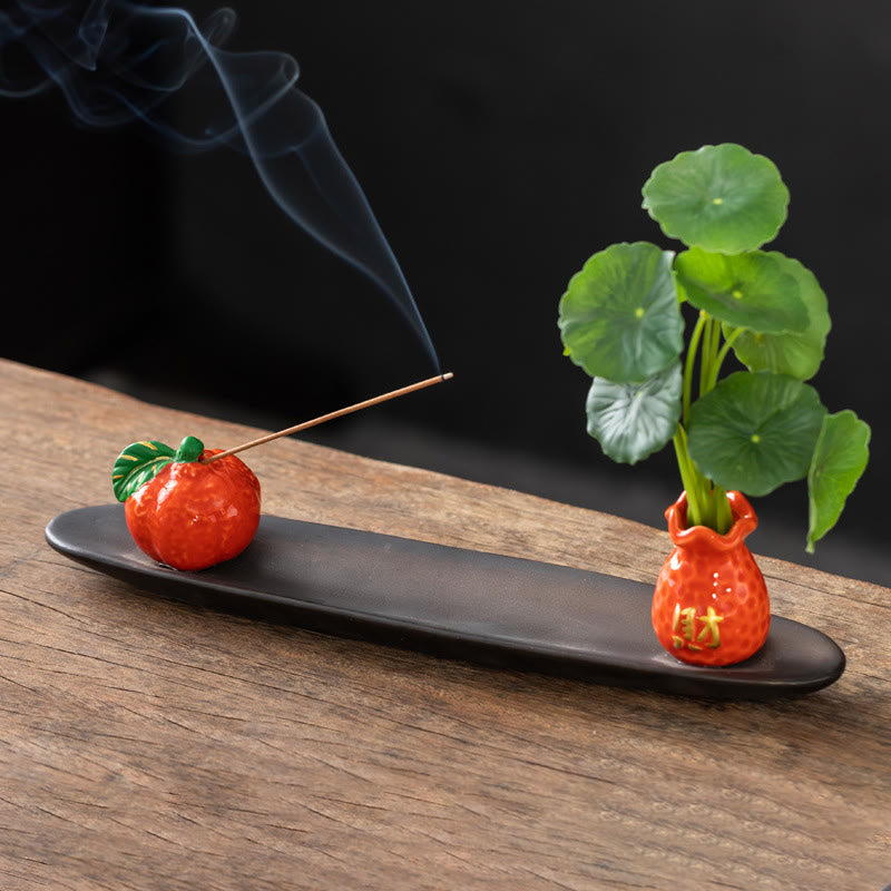 Quemador de incienso con Buddha Stones Pixiu para la riqueza y la decoración del hogar - Mandarina naranja (25,7 x 7,5 x 5,8 cm) - image 15