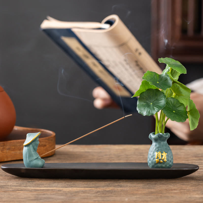 Quemador de incienso con Buddha Stones Pixiu para la riqueza y la decoración del hogar - image 2