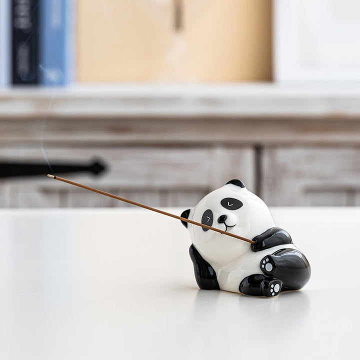 Quemador de incienso con forma de panda y Buddha Stones para decoración del hogar - Panda ojos cerrados (8,5 x 6 x 7 cm) - image 7