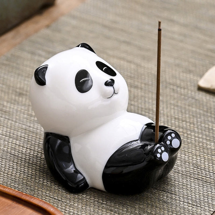 Quemador de incienso con forma de panda y Buddha Stones para decoración del hogar - Panda cruzando las piernas (8,5 x 6 x 7 cm) - image 10