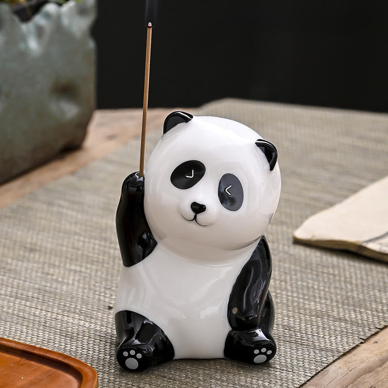 Quemador de incienso con forma de panda y Buddha Stones para decoración del hogar - Panda levanta la mano (8,5 x 6 x 7 cm) - image 9