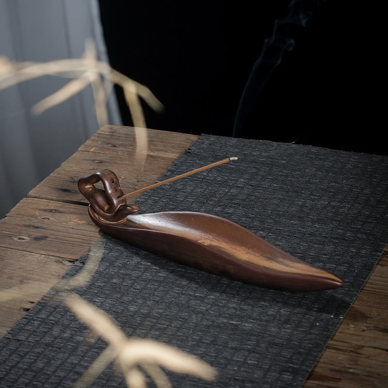 Quemador de incienso con forma de cigarra y barco pequeño de Buddha Stones para decoración del hogar - image 6