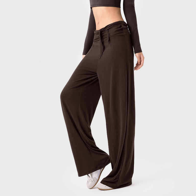 Pantalones deportivos casuales con cordones y transpirables de Buddha Stones para mujer, de pierna ancha - Tierra de siena - US12，UK/AU16，EU44 (XL) - image 9