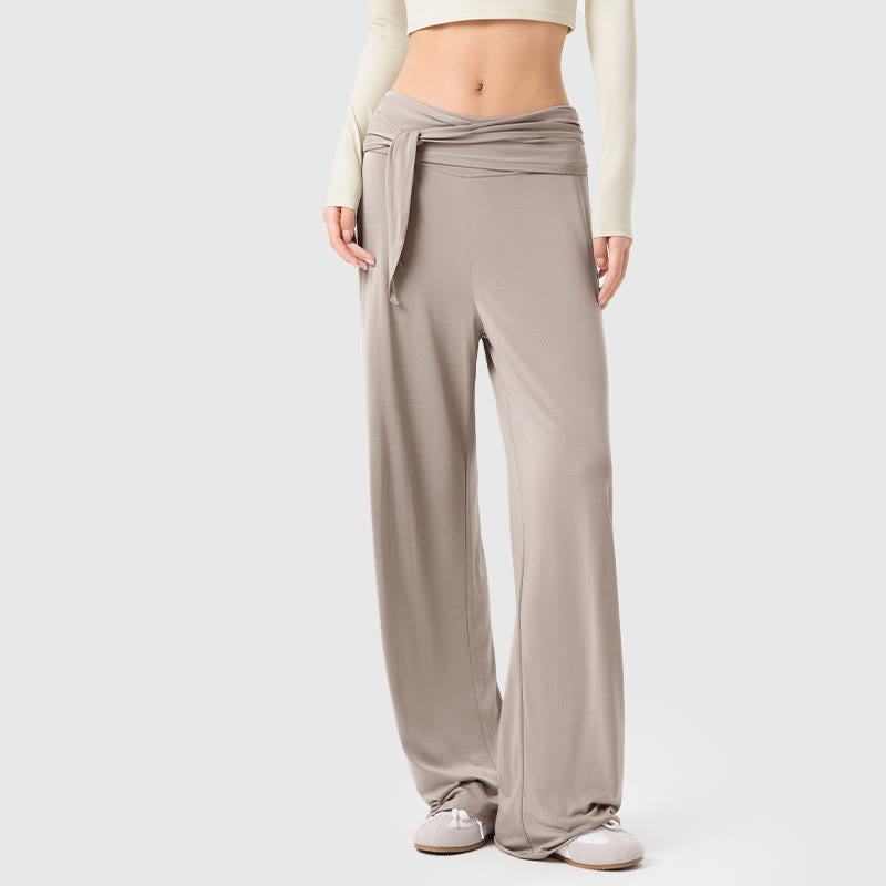 Pantalones deportivos casuales con cordones y transpirables de Buddha Stones para mujer, de pierna ancha - Blanco antiguo - US12，UK/AU16，EU44 (XL) - image 14