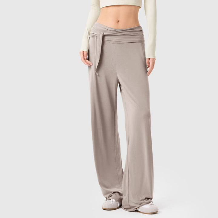 Pantalones deportivos casuales con cordones y transpirables de Buddha Stones para mujer, de pierna ancha - Blanco antiguo - US12，UK/AU16，EU44 (XL) - image 14