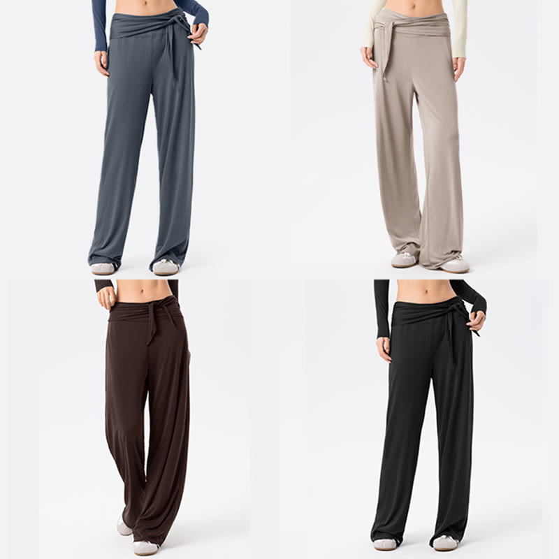 Pantalones deportivos casuales con cordones y transpirables de Buddha Stones para mujer, de pierna ancha - image 18