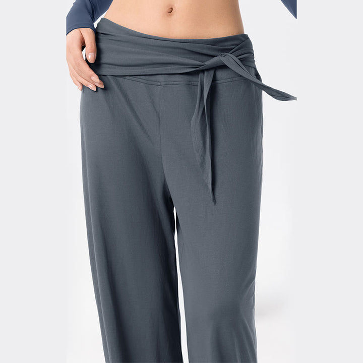 Pantalones deportivos casuales con cordones y transpirables de Buddha Stones para mujer, de pierna ancha - image 7
