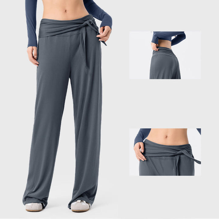 Pantalones deportivos casuales con cordones y transpirables de Buddha Stones para mujer, de pierna ancha - image 6