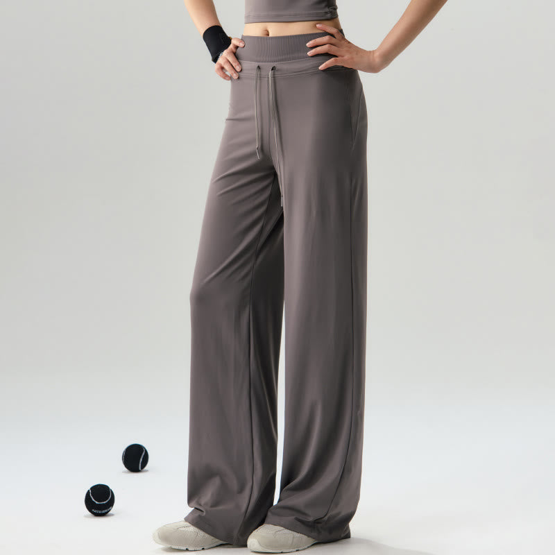 Pantalones anchos de cintura elástica para mujer con diseño de Buddha Stones, informales, con cordón para yoga, deportes y gimnasio - Broncearse - US6，UK/AU10，EU38 (XL) - image 0