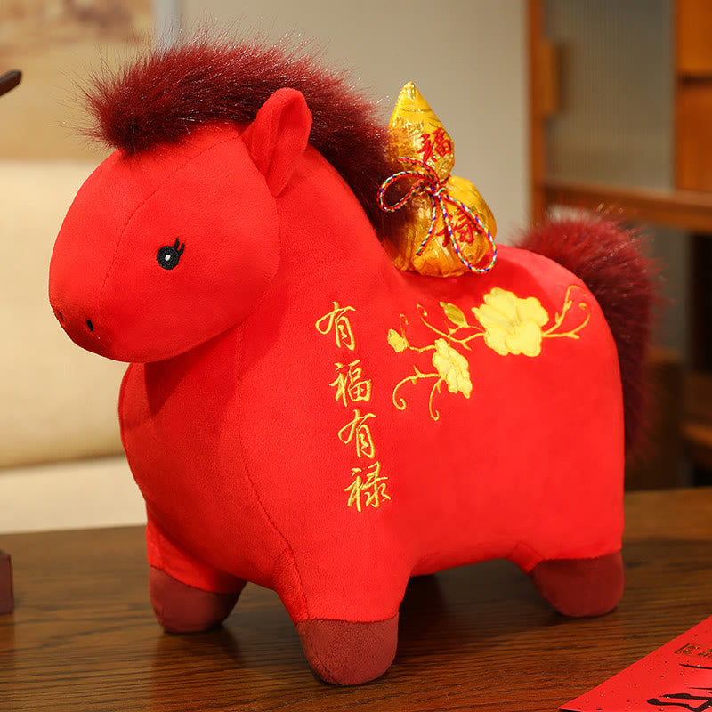 Buddha Stones Muñeco de peluche de calabaza del Año del Caballo, decoración de escritorio para la fortuna y la prosperidad - Caballo - 45 cm (medido desde la oreja hasta el pie) - image 0