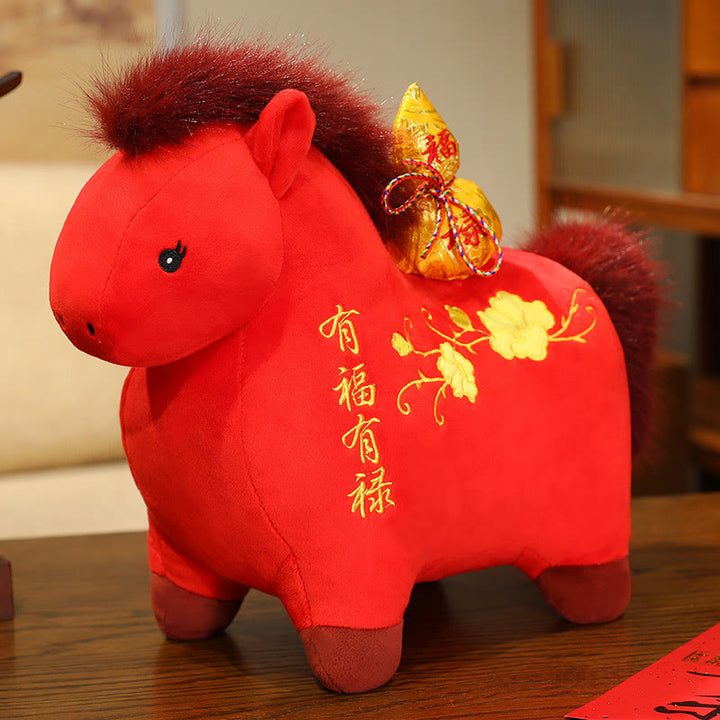 Buddha Stones Muñeco de peluche de calabaza del Año del Caballo, decoración de escritorio para la fortuna y la prosperidad - Caballo - 45 cm (medido desde la oreja hasta el pie) - image 0