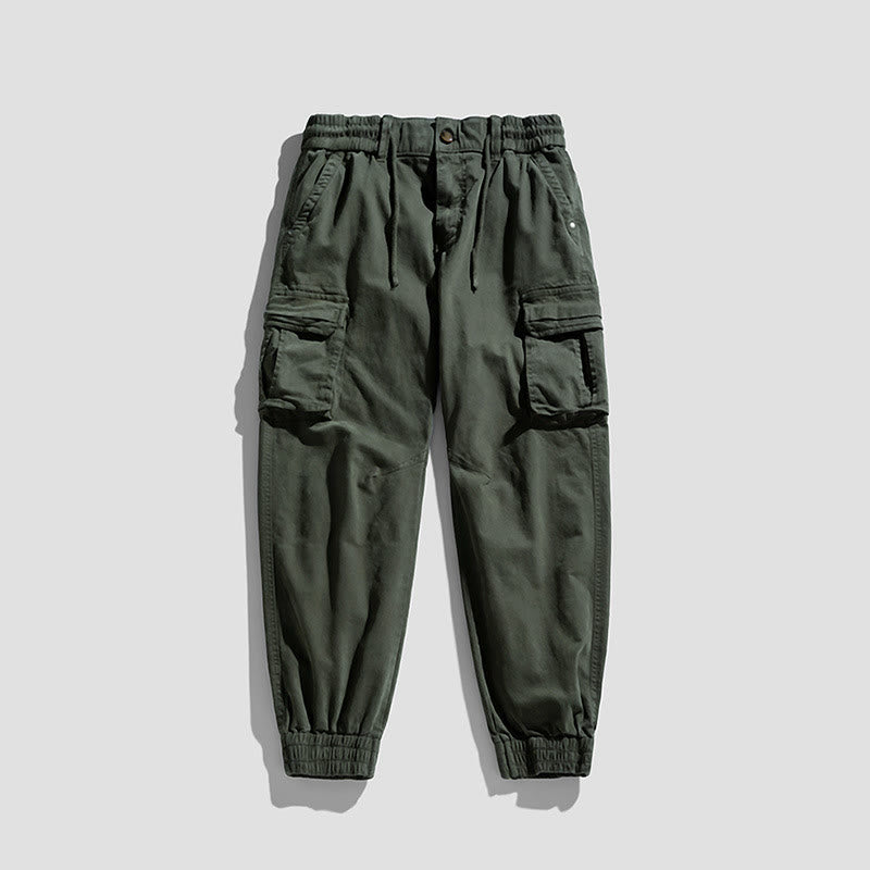 Pantalones de verano de algodón con puños elásticos y bolsillos para hombre de Buddha Stones - Verde mar oscuro - US/UK/AU48, EU58 (6XL) - image 6