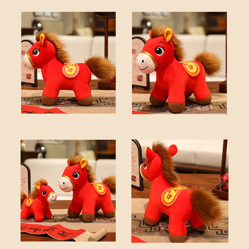 Buddha Stones Caballo rojo de pie, muñeco de peluche, año del caballo, riqueza, prosperidad, decoración del hogar. - image 11