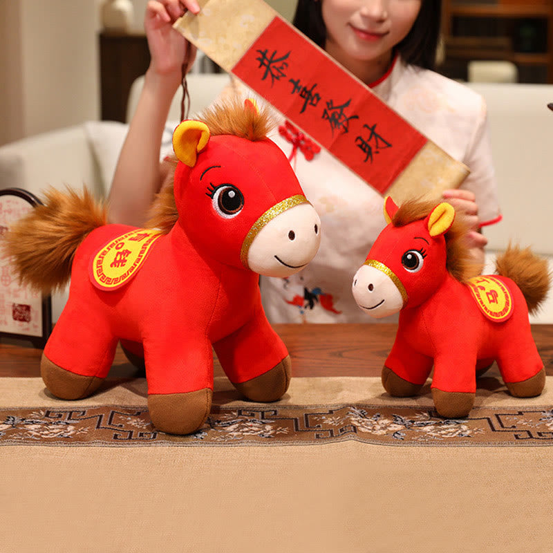 Buddha Stones Caballo rojo de pie, muñeco de peluche, año del caballo, riqueza, prosperidad, decoración del hogar. - image 8
