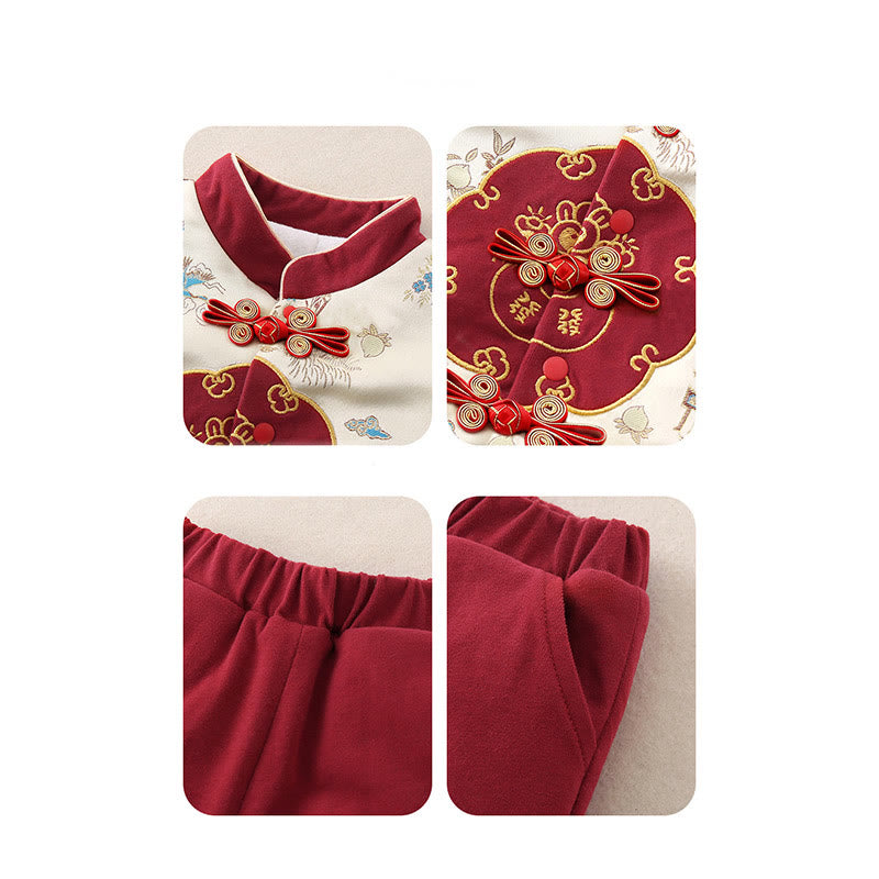 Conjunto de 2 piezas de traje de algodón de manga larga para bebé, niño pequeño, con diseño de conejo y melocotón, con Buddha Stones, cintura elástica y bolsillos - image 19