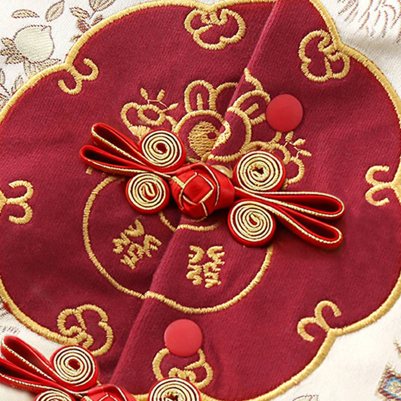 Conjunto de 2 piezas de traje de algodón de manga larga para bebé, niño pequeño, con diseño de conejo y melocotón, con Buddha Stones, cintura elástica y bolsillos - image 8