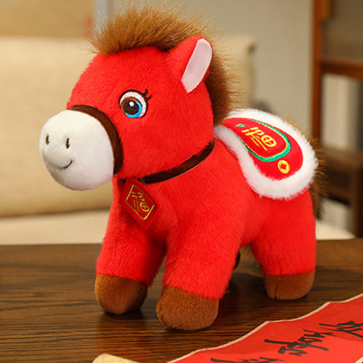 Buddha Stones Muñeco de peluche de caballo Fu del Año del Caballo, prosperidad y fortuna, decoración del hogar. - Caballo de carácter Fu - 32 cm (medido desde la oreja hasta el pie) - image 1