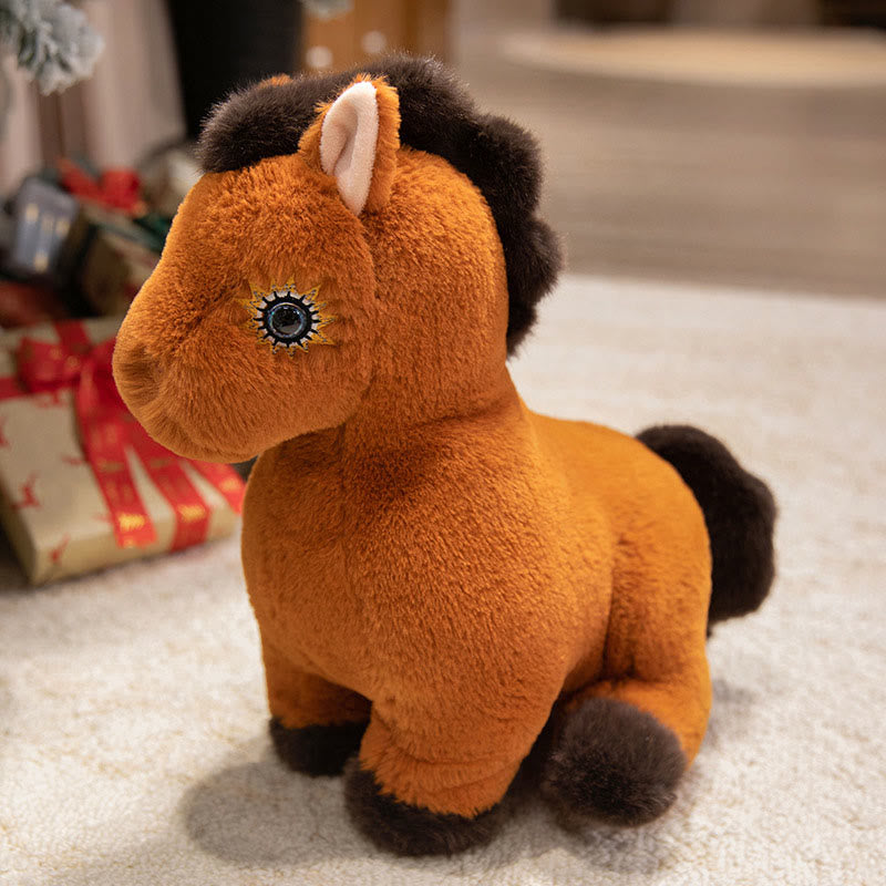 Buddha Stones Muñeco de peluche de poni del Año del Caballo para decoración del hogar - Caballo de chocolate - 45 cm (medido desde la oreja hasta el pie) - image 1