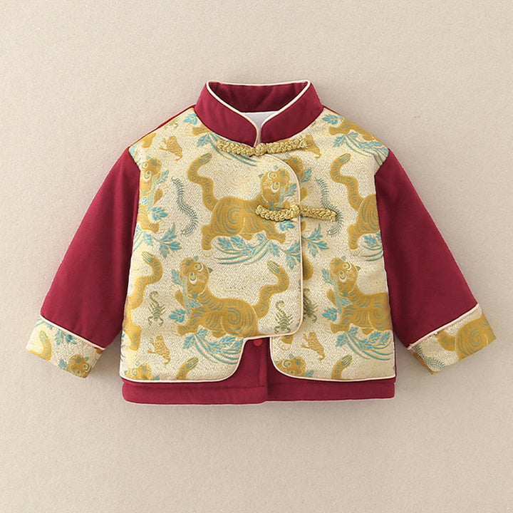 Conjunto de 2 piezas de traje de algodón de manga larga con diseño de tigre para bebé, niño pequeño, con cintura elástica y bolsillos, con Buddha Stones - image 6