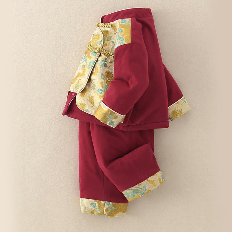 Conjunto de 2 piezas de traje de algodón de manga larga con diseño de tigre para bebé, niño pequeño, con cintura elástica y bolsillos, con Buddha Stones - image 3