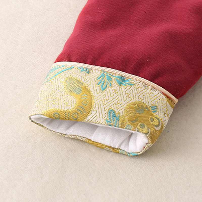 Conjunto de 2 piezas de traje de algodón de manga larga con diseño de tigre para bebé, niño pequeño, con cintura elástica y bolsillos, con Buddha Stones - image 10