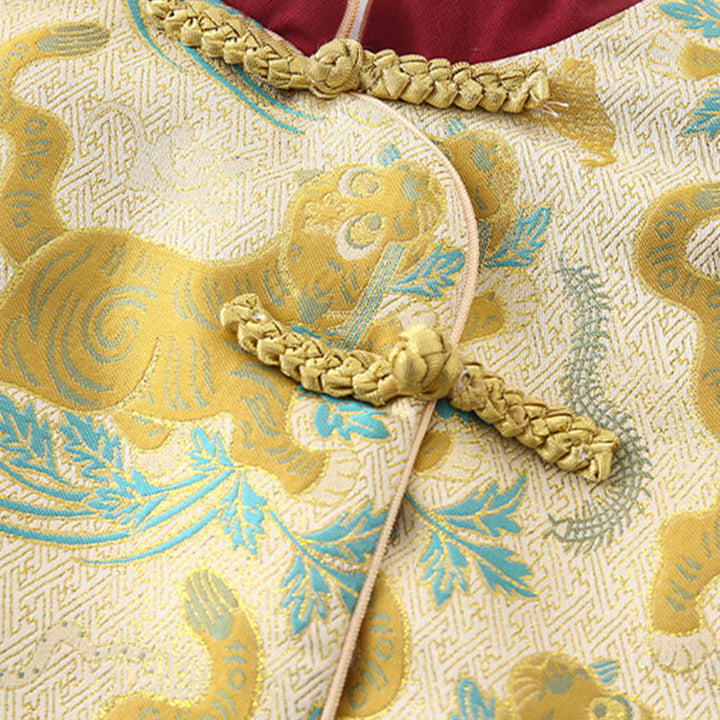 Conjunto de 2 piezas de traje de algodón de manga larga con diseño de tigre para bebé, niño pequeño, con cintura elástica y bolsillos, con Buddha Stones - image 8