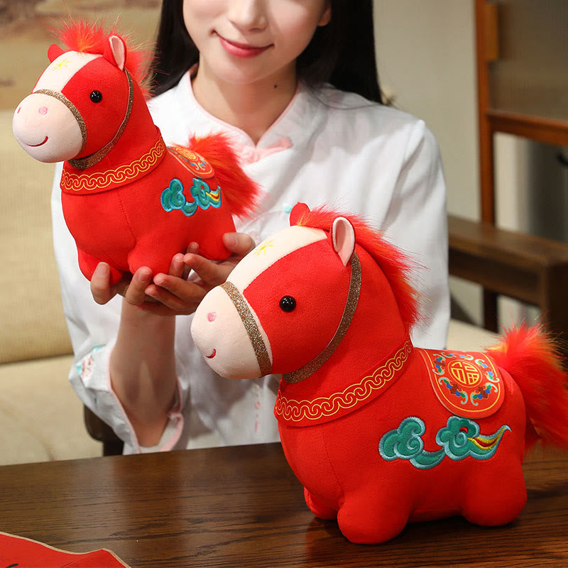 Peluche de poni rojo con diseño de nubes auspiciosas del Año del Caballo , con Buddha Stones, para decoración del hogar - image 4