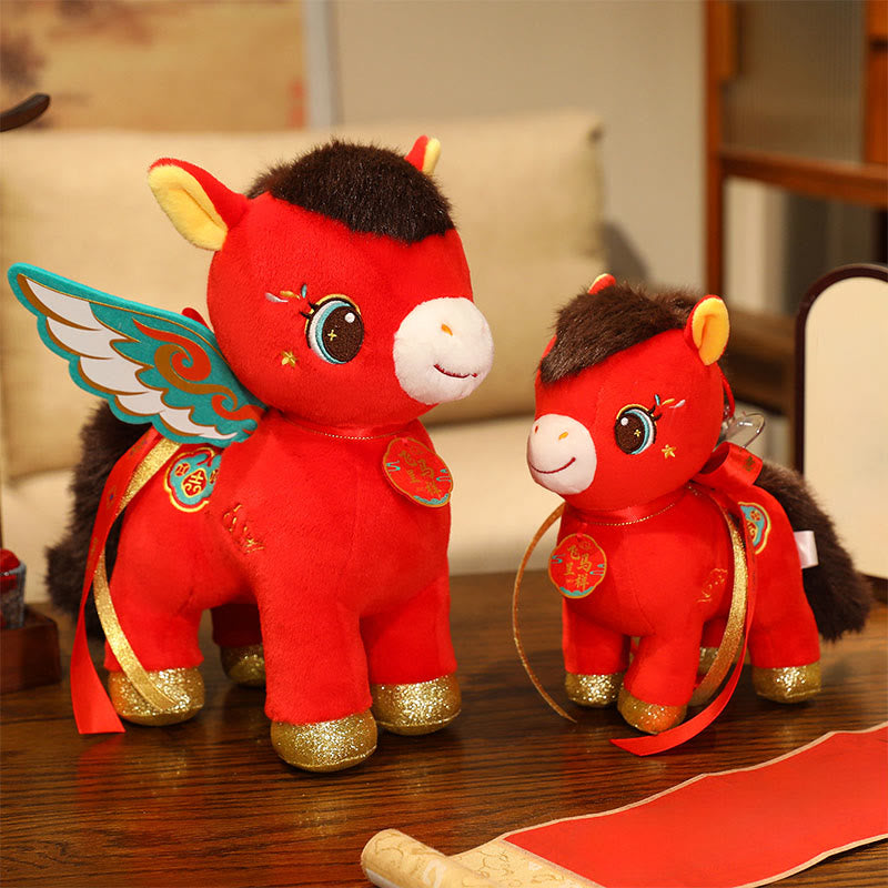 Buddha Stones Muñeco de peluche de caballo alado con diseño de nube auspiciosa del Año del Caballo, decoración energética para el hogar - image 0