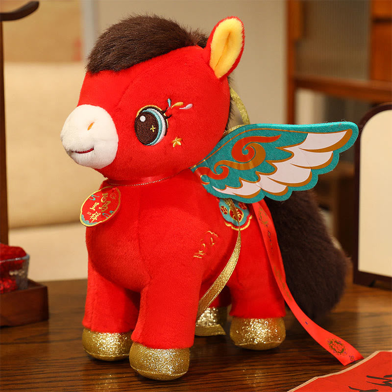 Buddha Stones Muñeco de peluche de caballo alado con diseño de nube auspiciosa del Año del Caballo, decoración energética para el hogar - Caballo alado - 40 cm (medido desde la oreja hasta el pie) - image 1