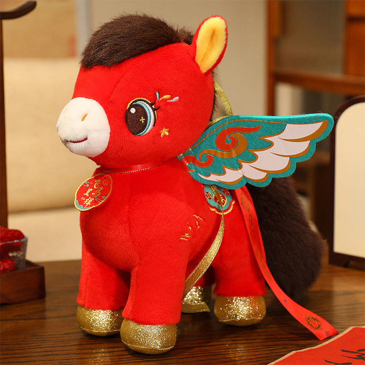 Buddha Stones Muñeco de peluche de caballo alado con diseño de nube auspiciosa del Año del Caballo, decoración energética para el hogar - Caballo alado - 40 cm (medido desde la oreja hasta el pie) - image 1