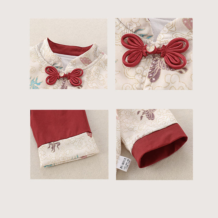 Conjunto de 2 piezas de traje de algodón de manga larga para niña, diseño de mariposa y pez koi de invierno, con Buddha Stones y pantalones de cintura elástica - image 6