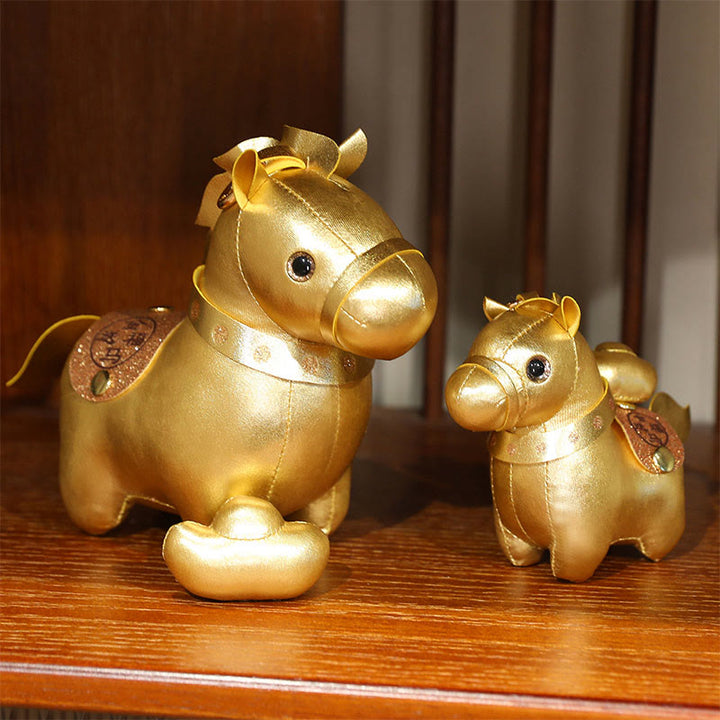Buddha Stones Lingote de oro del Año del Caballo, adorable poni, decoración para el hogar. - image 0