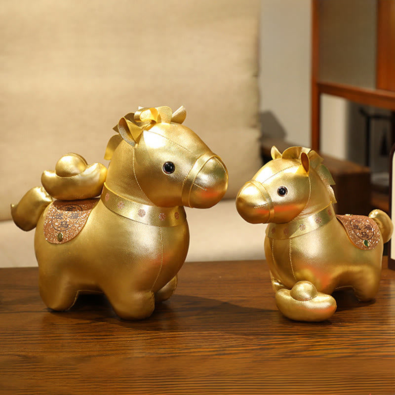 Buddha Stones Lingote de oro del Año del Caballo, adorable poni, decoración para el hogar. - image 6
