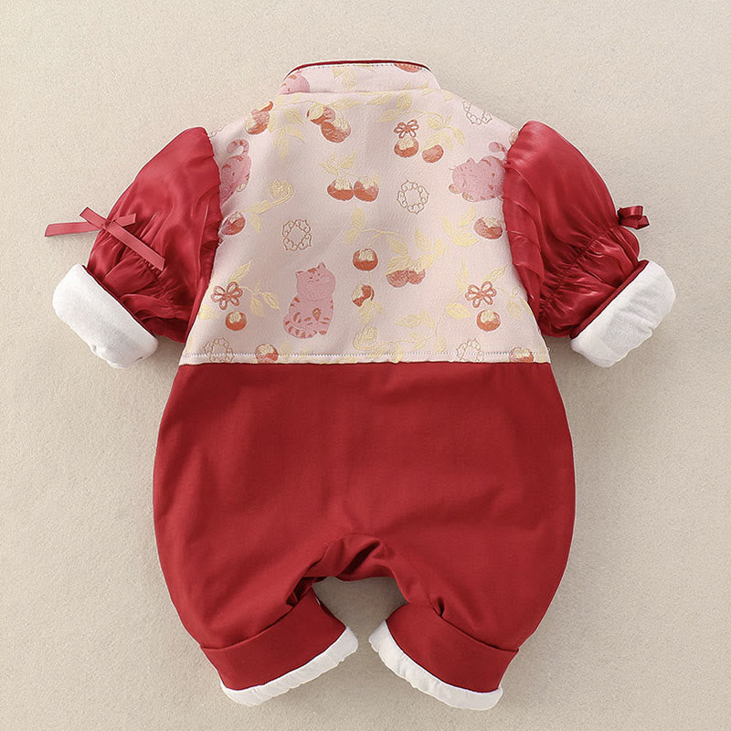 Mono de algodón de manga larga para bebé niña con diseño de Buddha Stones, gatos primaverales y caquis - image 2